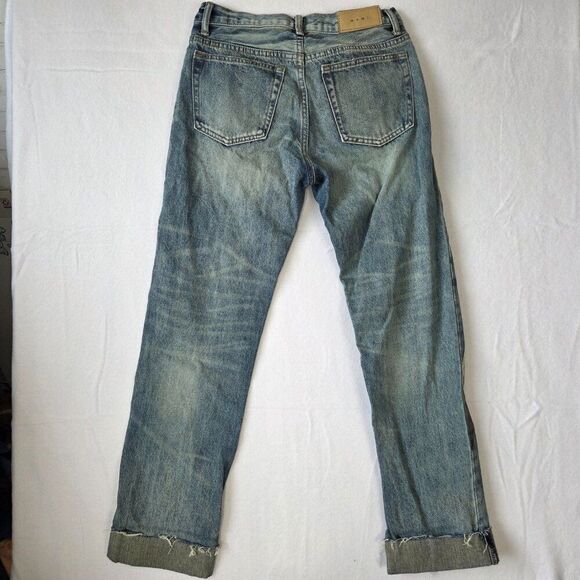 Mnml Angel Jeans Mens Size 28 Waist Streetwear Straight Leg Cuffed 100% Cotton - Picture 6 of 12